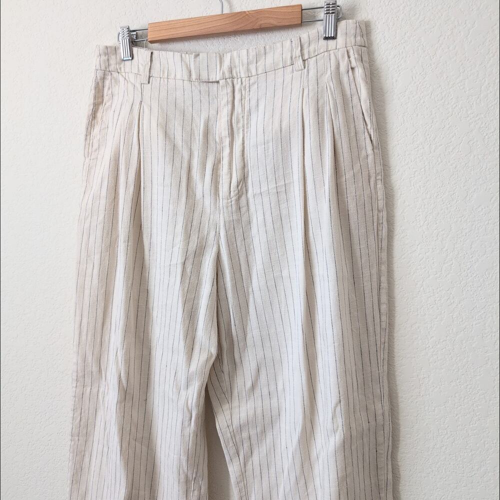 RAILS Marnie Pant Ivory Pinstripe Wide Leg Linen Women's 12 Chic Everyday $228 - Picture 9 of 11